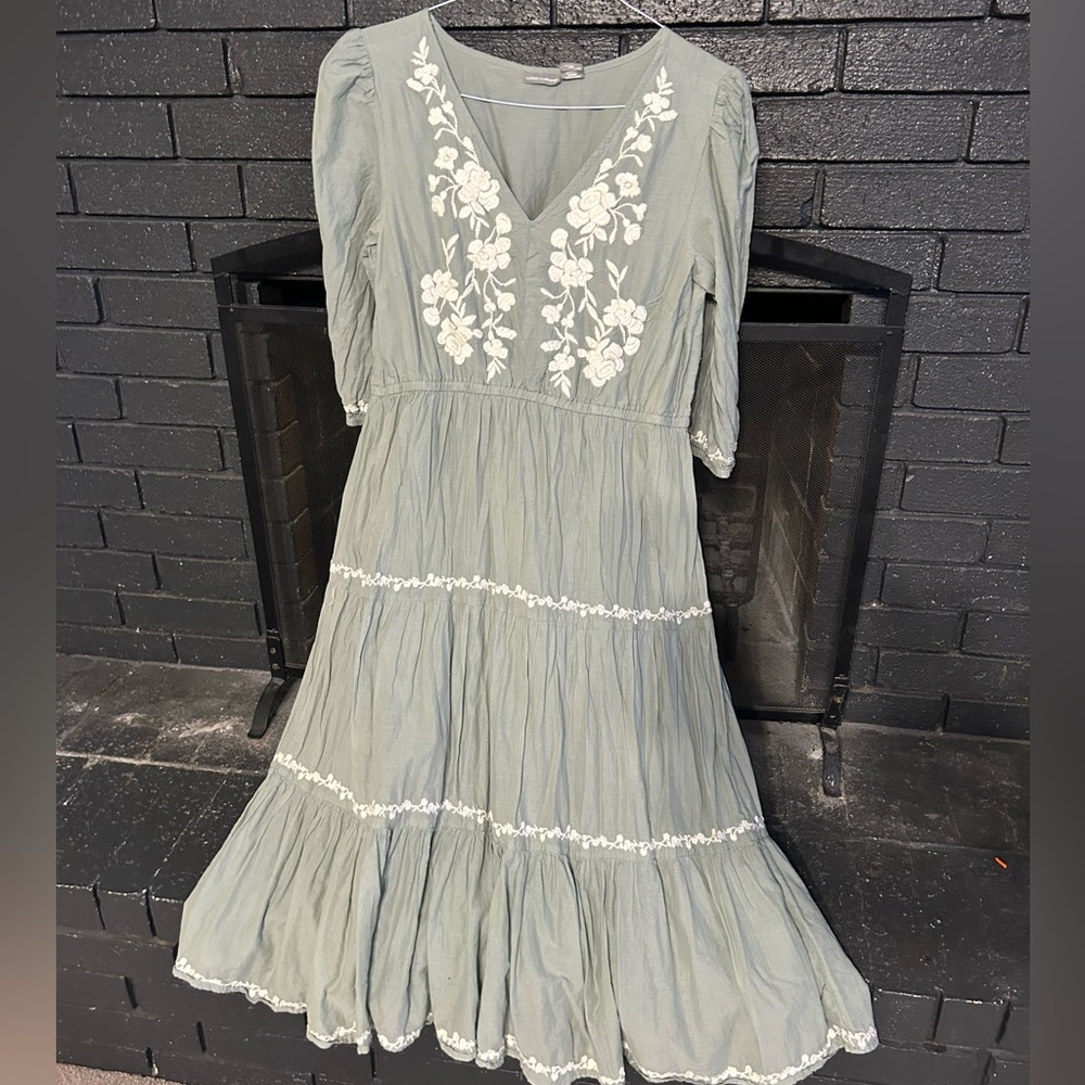 Green peasant style dress